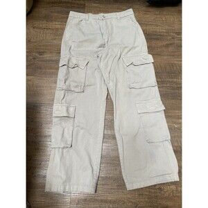 H&M Divided Womens 8 Khaki Cargo Pants Wide Leg Utility Pockets Gorpcore Casual